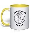 Mug with a colored handle Gym rick yellow фото