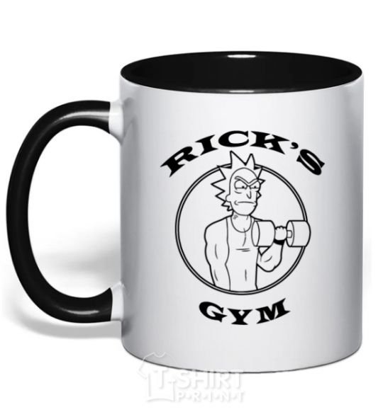 Mug with a colored handle Gym rick black фото