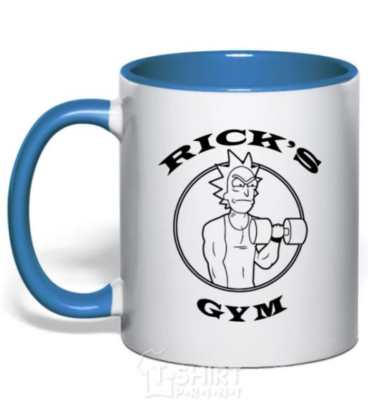 Mug with a colored handle Gym rick royal-blue фото