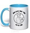 Mug with a colored handle Gym rick sky-blue фото