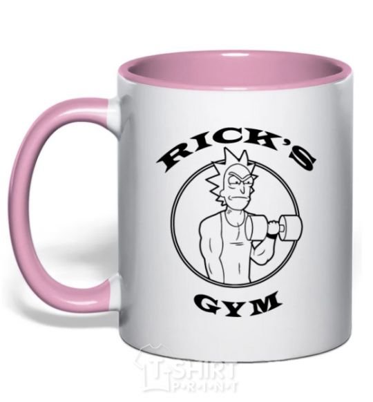 Mug with a colored handle Gym rick light-pink фото