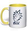 Mug with a colored handle RICK yellow фото