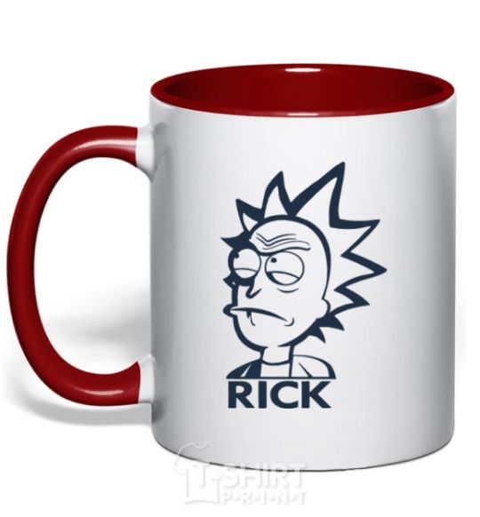 Mug with a colored handle RICK red фото