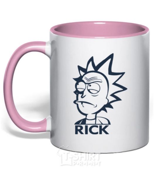 Mug with a colored handle RICK light-pink фото