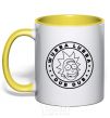 Mug with a colored handle Wobba Dubba yellow фото