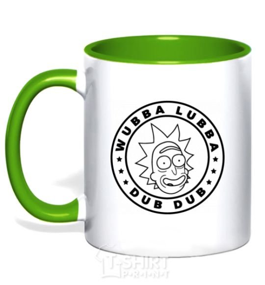 Mug with a colored handle Wobba Dubba kelly-green фото