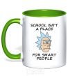 Mug with a colored handle School isn't a place for smart people kelly-green фото