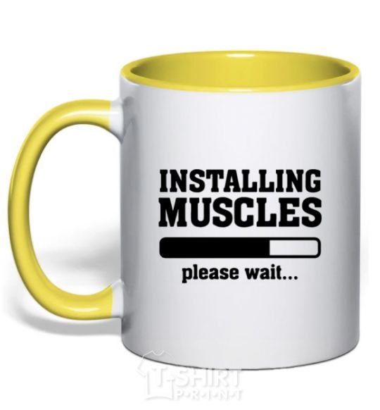 Mug with a colored handle installing muscles version 2 yellow фото