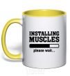 Mug with a colored handle installing muscles version 2 yellow фото