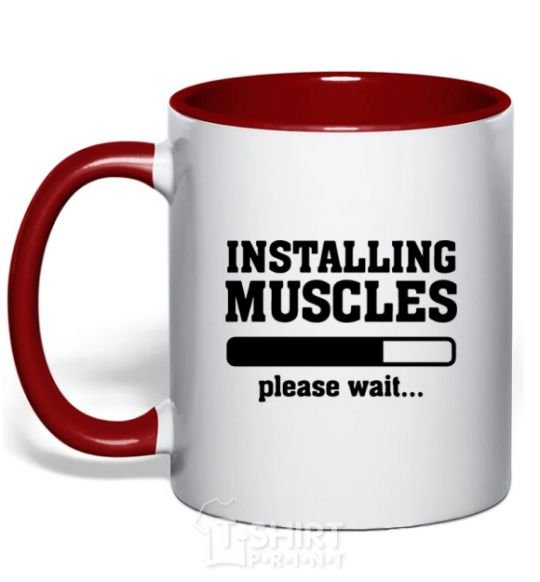 Mug with a colored handle installing muscles version 2 red фото