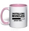 Mug with a colored handle installing muscles version 2 light-pink фото