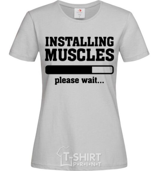 Women's T-shirt installing muscles version 2 grey фото