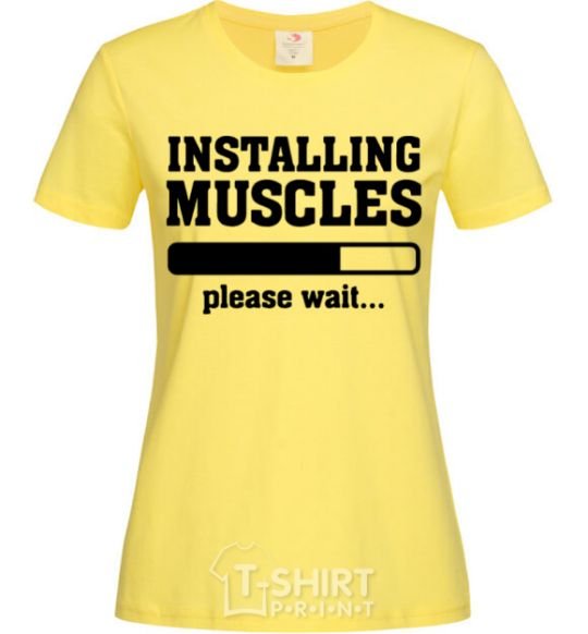 Women's T-shirt installing muscles version 2 cornsilk фото