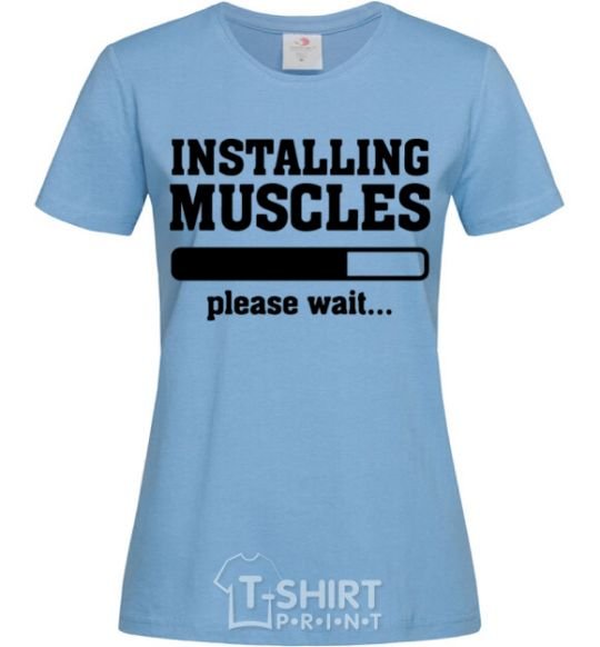 Women's T-shirt installing muscles version 2 sky-blue фото