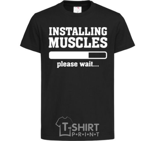 Kids T-shirt installing muscles version 2 black фото