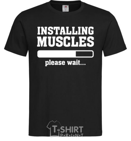 Men's T-Shirt installing muscles version 2 black фото