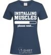 Women's T-shirt installing muscles version 2 navy-blue фото