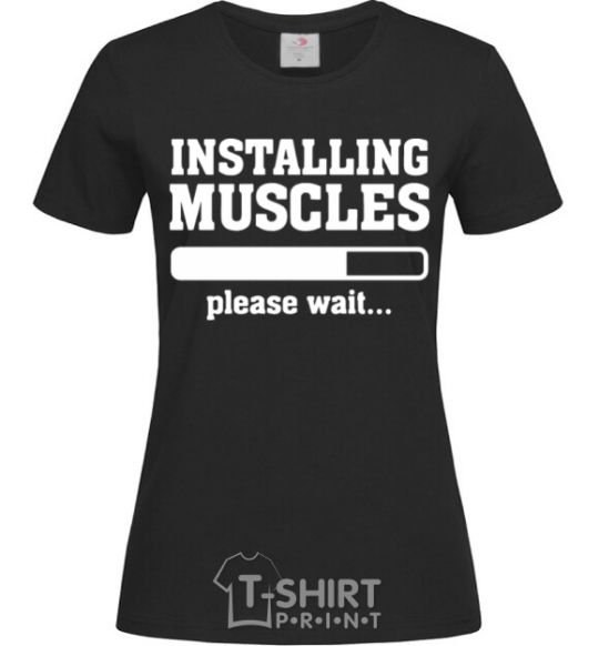 Women's T-shirt installing muscles version 2 black фото