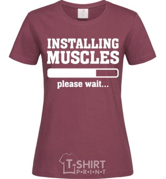 Women's T-shirt installing muscles version 2 burgundy фото