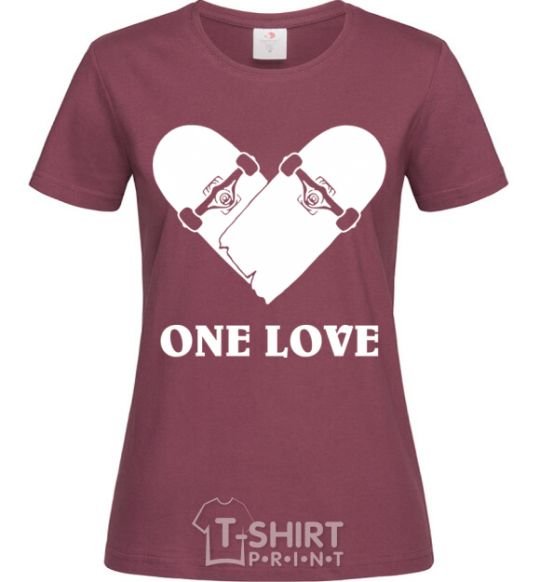 Women's T-shirt skate one love burgundy фото