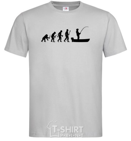 Men's T-Shirt The evolution of a fisherman grey фото