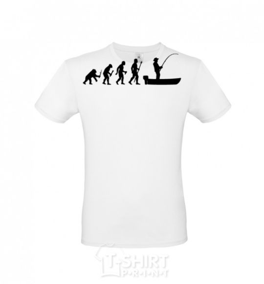 Men's T-Shirt The evolution of a fisherman White фото