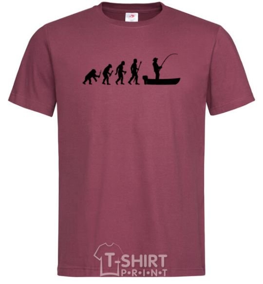 Men's T-Shirt The evolution of a fisherman burgundy фото