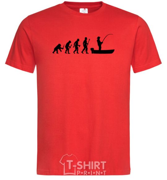 Men's T-Shirt The evolution of a fisherman red фото