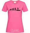 Женская футболка Эволюция рыбака Ярко-розовый фото