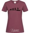 Женская футболка Эволюция рыбака Бордовый фото