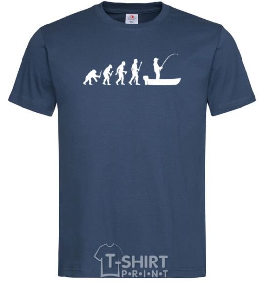 Men's T-Shirt The evolution of a fisherman navy-blue фото