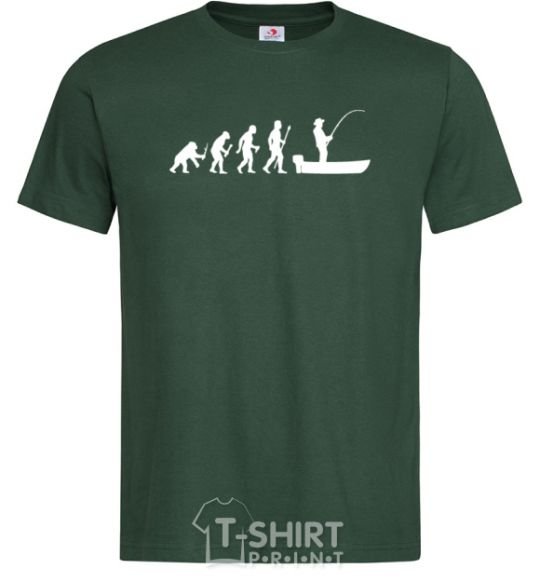 Men's T-Shirt The evolution of a fisherman bottle-green фото