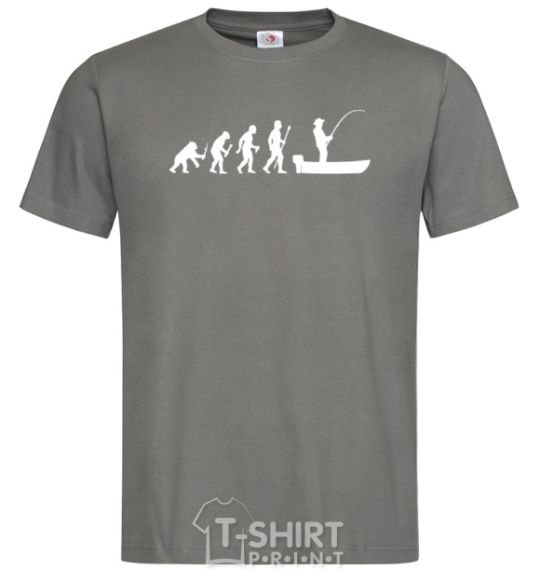 Men's T-Shirt The evolution of a fisherman dark-grey фото