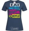 Women's T-shirt eat sleap rave repeat navy-blue фото