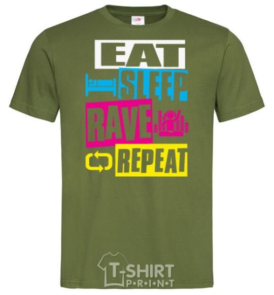 Men's T-Shirt eat sleap rave repeat millennial-khaki фото