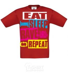 Kids T-shirt eat sleap rave repeat red фото