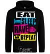Men`s hoodie eat sleap rave repeat black фото