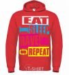 Men`s hoodie eat sleap rave repeat bright-red фото