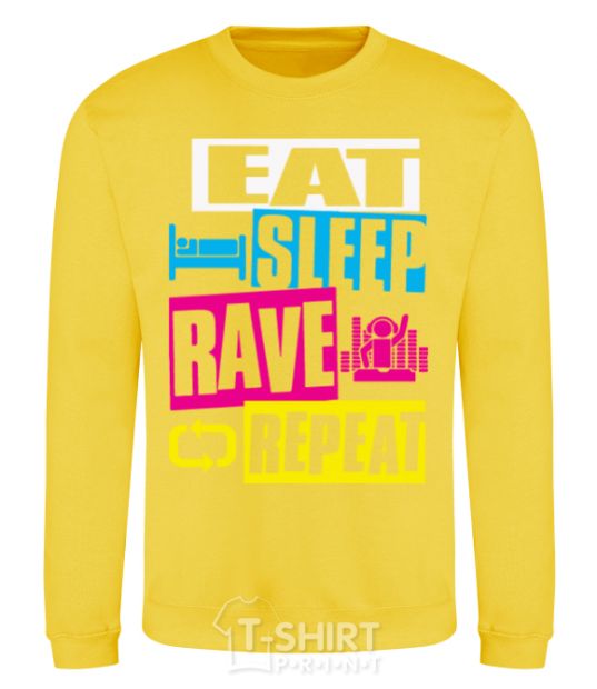 Sweatshirt eat sleap rave repeat yellow фото