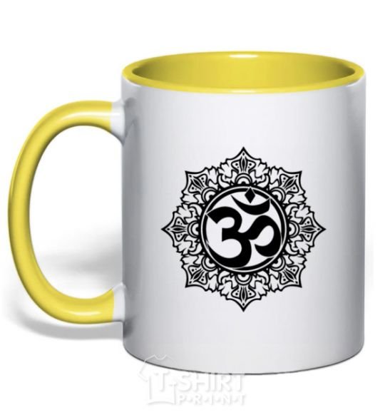 Mug with a colored handle zen-uzor yellow фото