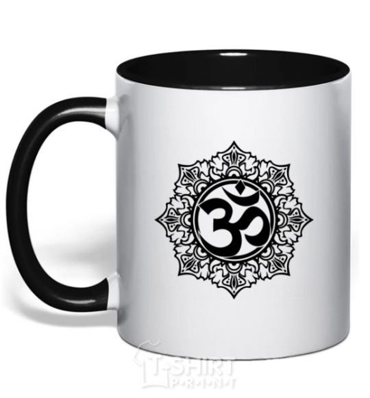 Mug with a colored handle zen-uzor black фото