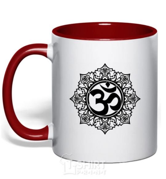 Mug with a colored handle zen-uzor red фото