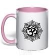 Mug with a colored handle zen-uzor light-pink фото