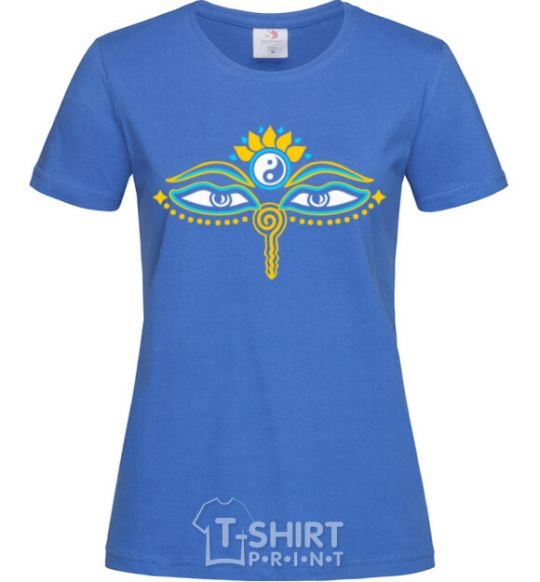 Women's T-shirt eyes yin and yang royal-blue фото