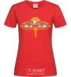 Women's T-shirt eyes yin and yang red фото