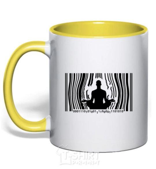 Mug with a colored handle om yellow фото