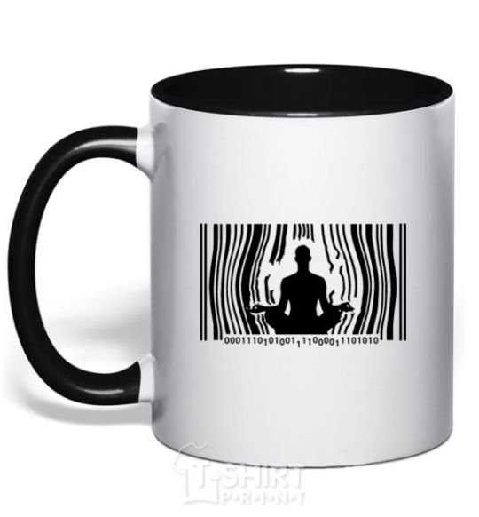 Mug with a colored handle om black фото