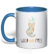 Mug with a colored handle wild and free royal-blue фото