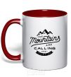 Mug with a colored handle The mountains are calling red фото