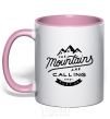 Mug with a colored handle The mountains are calling light-pink фото